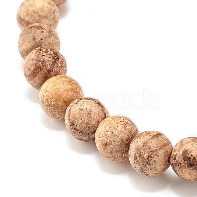 6mm Round Natural Mixed Wood Beads Stretch Bracelet BJEW-JB07360-1