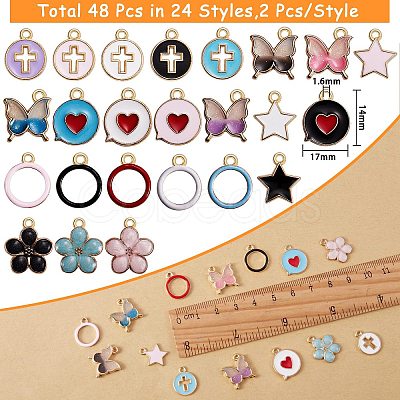 48Pcs 24 Style Alloy Enamel Pendants ENAM-SZ0001-96-1