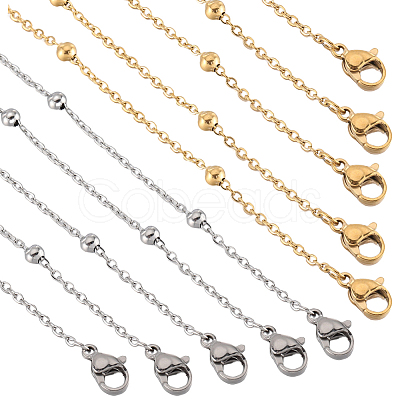 SUNNYCLUE 12Pcs 2 Colors 304 Stainless Steel Satellite Chain Necklaces Set NJEW-SC0001-13-1