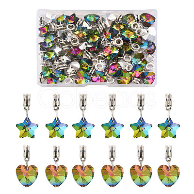 Yilisi 48Pcs 2 Styles Large Hole Alloy European Dangle Charms FIND-YS0001-01-1