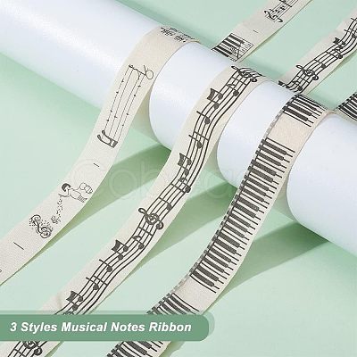 Nbeads 12M 3 Styles Printed Cotton Ribbons OCOR-NB0001-57-1