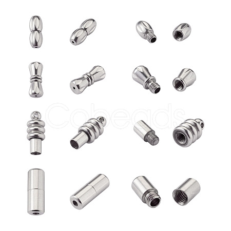 Fashewelry 16Sets 4 Style 304 Stainless Steel Screw Clasps STAS-FW0001-08P-1