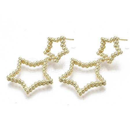 Brass Dangle Stud Earring KK-N232-104G-NF-1