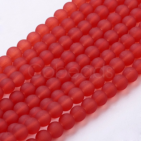 Frosted Glass Bead Strands GGB6MMY-DK35-1