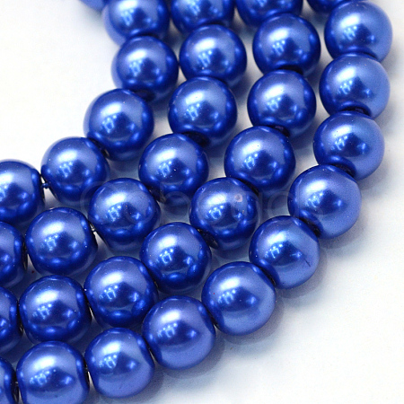 Baking Painted Pearlized Glass Pearl Round Bead Strands HY-Q003-12mm-28-1