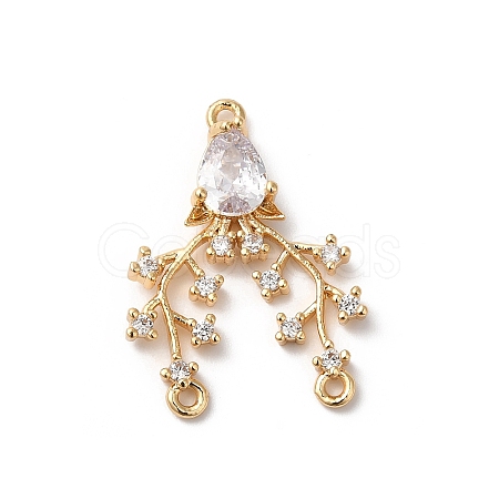 Brass Micro Pave Clear Cubic Zirconia Pendant KK-C062-108G-1