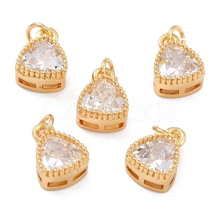 Real 18K Gold Plated Brass Inlaid Cubic Zirconia Charms ZIRC-L100-076G-07-1