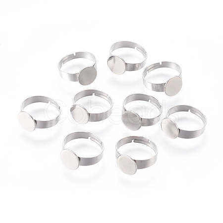 Adjustable 201 Stainless Steel Finger Rings Components STAS-I097-040B-1