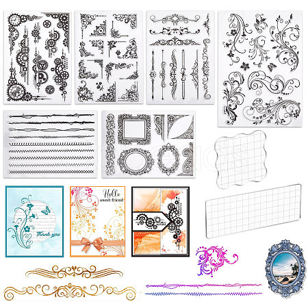 Globleland 6 Sheets 6 Styles PVC Plastic Stamps DIY-GL0004-96-1