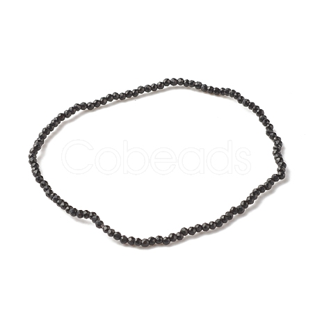 Natural Black Spinel Beads Stretch Bracelet for Women BJEW-JB07420-01-1