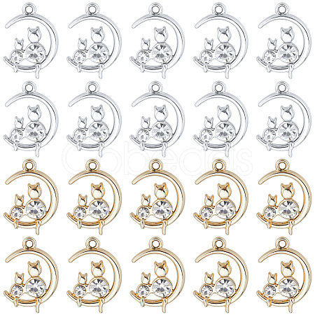 SUNNYCLUE 36Pcs 2 Colors Alloy with Rhinestone Pendants RB-SC0001-09-1