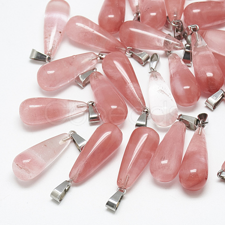 Cherry Quartz Glass Pendants X-G-T081-19-1