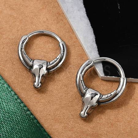 Cattle Head 316 Surgical Stainless Steel Hoop Earrings EJEW-G416-25AS-1