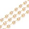 Handmade Glass Beaded Chains, with Brass Findings, Long-Lasting Plated, Rondelle, Faceted, Soldered, Golden, Misty Rose, 4mm, about 32.8 Feet(10m)/roll