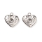 304 Stainless Steel Heart Charms Rhinestone Settings, Stainless Steel Color, 13x12x4mm, Hole: 1.5mm, Fit for 4mm Rhinestone