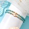 2Pcs 2 Styles Glass Seed Beaded Stretch Bracelet Sets for Women, with Brass Beads, Start Heart, Medium Turquoise, Inner Diameter: 2-1/4 inch(5.8cm), 1pc/color