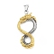 Ion Plating(IP) 304 Stainless Steel Big Pendants, Dragon Charm, Antique Silver & Golden, 57.5x28x6mm, Hole: 4x7.5mm