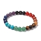 Chakra 8mm Round Natural Golden Sheen Obsidian & Amethyst & Lapis Lazuli & Tiger Eye & Green Aventurine & Carnelian & Red Aventurine, Synthetic Turquoise Beaded Stretch Bracelets for Women, Inner Diameter: 2-1/8~2-3/8 inch(5.5~6cm)