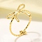 304 Stainless Steel Open Cuff Ring for Women, Real 18K Gold Plated, Bowknot, Bowknot: 14x15.5mm, Inner Diameter: 17mm