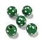 Printed Wood European Beads, Round with Dot Pattern, Green, 15.5~16mm, Hole: 4~4.5mm