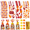 BENECREAT Rectangle Plastic Candy Bags for Thanksgiving Day, Autumn Pumpkin & Maple Leaf Pattern Cookie Cellophane Bag, with Twist Tie & Maple Leaf Paper Gift Tags, Mixed Color, Candy Bag: 277x125x0.1mm, 100 sets,Tags: 60x56x0.5mm, hole: 4mm, 100pcs