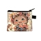 Polyester Wallets, Rectangle with Cat Pattern Makeup Bags, Salmon, 11x13.5cm