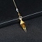 Resin Cone Dowsing Pendulums, Natural Tiger Eye Chip inside and Metal Findings Charm, 380mm