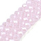 Electroplate Glass Beads Strands, Imitation Jade Beads, Pearl Luster Plated, Faceted, Rondelle, Pink, 6x5mm, Hole: 1mm, about 84~85pcs/strand, 16.34~16.54 inch(41.5~42cm)