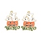 Halloween Alloy Enamel Pendant, Pumpkin Jack-O'-Lantern with Ghost, Light Gold, 28.5x22x1mm, Hole: 1.4mm