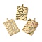 Brass Micro Pave Colorful Cubic Zirconia Pendants, Real 18K Gold Plated, Cuboid, 34.5x21x5.5mm, Hole: 2.5x2.5mm