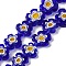 Handmade Millefiori Lampwork Beads Strands, Flower, Medium Blue, 13x13x3.5mm, Hole: 0.6mm, about 28pcs/strand, 13.58''(34.5cm)