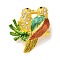 Woodpecker Golden Zinc Alloy Enamel Pin, Rhinestones Brooches for Backpack Clothes, Colorful, 32x29mm