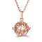 Rose Gold Hollow Alloy Cage Pendant Necklaces, Box Chain Necklaces