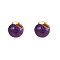 304 Stainless Steel Round Ball Hoop Earrings, with Resin, Purple, 21.5x20mm