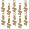 10Pcs Brass Micro Pave Clear Cubic Zirconia Pendants, Long-Lasting Plated, with Jump Ring, Snake, Golden, 15.5x6.5x2mm, Hole: 3mm