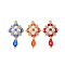 Handmade Glass Seed Beads, Loom Pattern, with Glass Pearl Beads, Chinese Knot Pendant, Mixed Color, 48.5x28x8mm, 3pcs/set