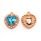 Alloy Rhinestone Pendants, Heart, Indicolite, 18x16x5mm, Hole: 1.4mm