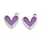 Rack Plating Alloy Enamel Charms, Heart Charm, Platinum, Medium Purple, 14.5x13x2mm, Hole: 1.6mm