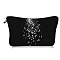 Musical Notes Pattern Polyester Cosmetic Bag, Ladies' Large Capacity Travel Storage Bag, Rectangle, Black, 18~21x13.5cm