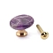 Flat Round Natural Amethyst Drawer Knobs, with Brass, Cabinet Pulls Handles, Doorknob Accessories, 25x7mm