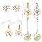 ANATTASOUL 4 Pairs 4 Styles Flower Alloy Enamel Dangle Earrings for Women, Golden, 16~64x15~16mm, 1 pair/style