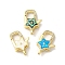 Rack Plating Brass Micro Pave Cubic Zirconia lobster Claw Clasps, with Synthetic Opal, Cadmium Free & Lead Free, Long-Lasting Plated, Real 18K Gold Plated, Star, Mixed Color, 22x13.5x6mm, Hole: 4.5x1.5mm