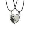 2Pcs 2 Style 304 Stainless Steel Matching Heart Pendant Necklaces Set NJEW-TA00136-2