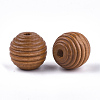 Painted Natural Wood Beehive Beads WOOD-S049-04B-07-2