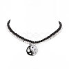 2Pcs 2 Style Alloy Enamel Yin Yang Metching Pendant Necklaces Set NJEW-JN04175-02-4