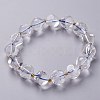 Faceted Natural Quartz Crystal Stretch Beaded Bracelets BJEW-H543-C10-1