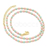 Brass Enamel Column Link Chain Necklaces NJEW-H039-03G-02-2