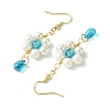 Shell Pearl with Glass Dangle Earring EJEW-JE05931-02-4