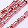 Pearl Luster Plated Crystal Glass Column Beads Strands EGLA-F019-B14-2
