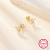 925 Sterling Silver Micro Pave Cubic Zirconia Flower Stud Earrings CX0038-2-2